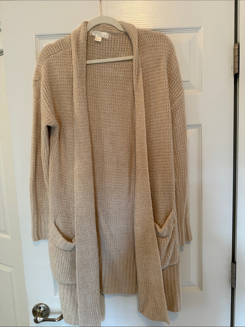 Barefoot Dreams Open-Front Long Knit Cardigan Sweater - Beige